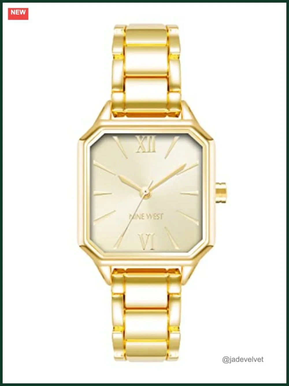 Nine West Women's Gold-Tone Bracelet Watch with Crystal Embellishment